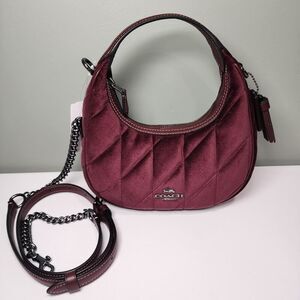 NWT Coach CCE61 Carmen Mini Crossbody Bag Quilting Velvet/Gunmetal/Burgundy